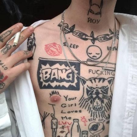 Мужское татуировки в стиле хендпоук