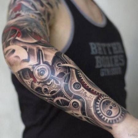 Мужское татуировки в стиле биомеханика рукав